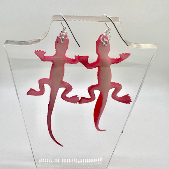 Large Lizard Earrings  - Animal Earrings - Gecko Earrings - Chameleon Earrings - Picture 3 of 10